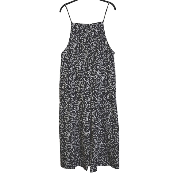 Calista Pants - CALISTA Wide Leg Black and White Floral Jumpsuit Adjustable Strap Size Small